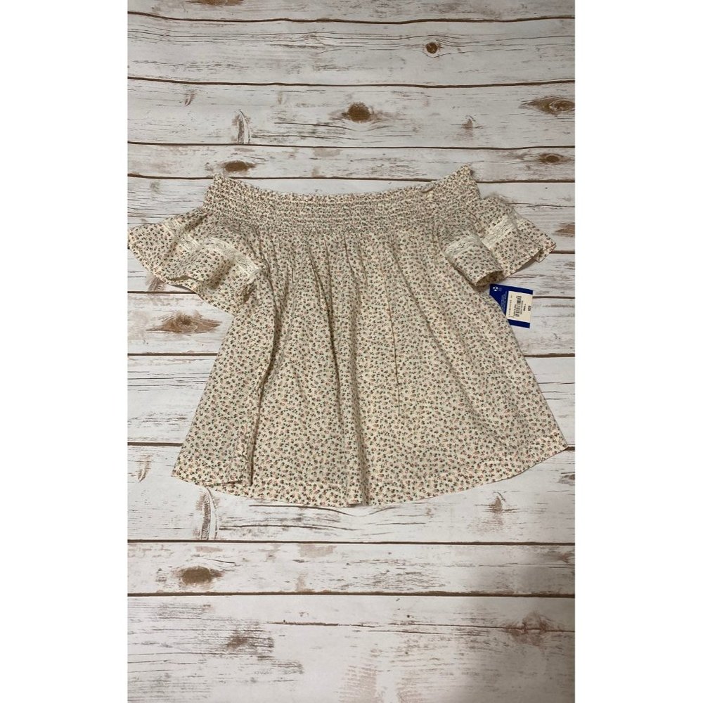 NWT Arizona Off the Shoulder Top Ivory Floral Top Small